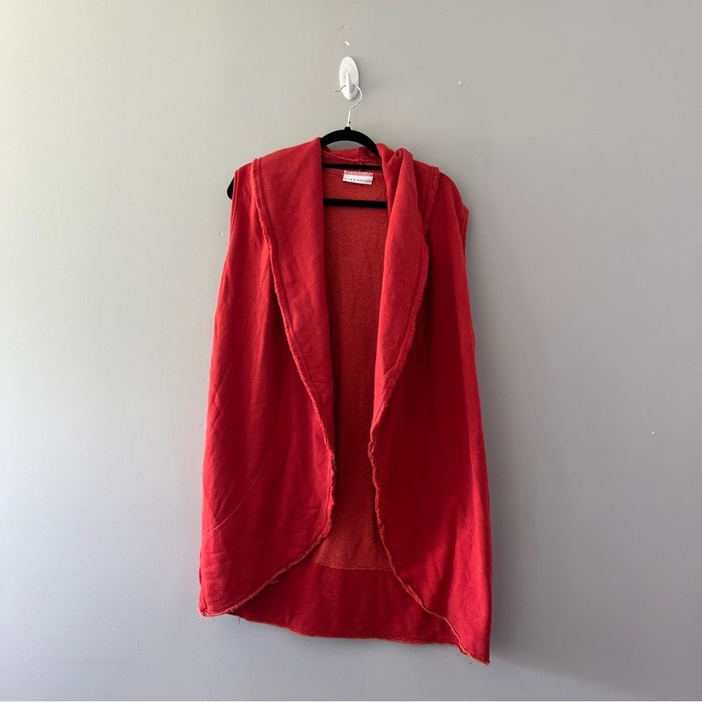 Bryn Walker Long Open Front Jacket Vest Red Bamboo Lagenlook Size Small
